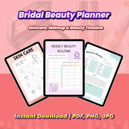 Bridal Beauty Planner – Wedding Day Skincare & Makeup Schedule (Printable PDF)