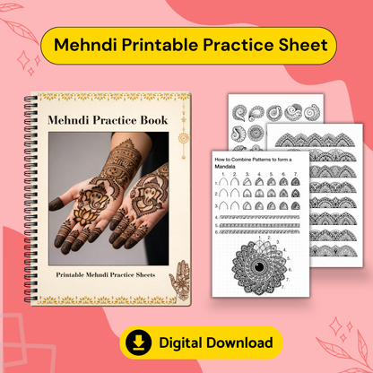 150+ Mehndi Practice Printable Sheets – Step-by-Step Design Workbook (Instant Digital PDF)