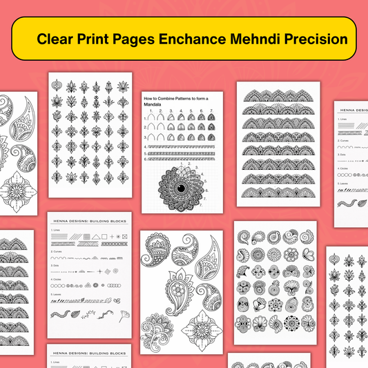 150+ Mehndi Practice Printable Sheets – Step-by-Step Design Workbook (Instant Digital PDF)