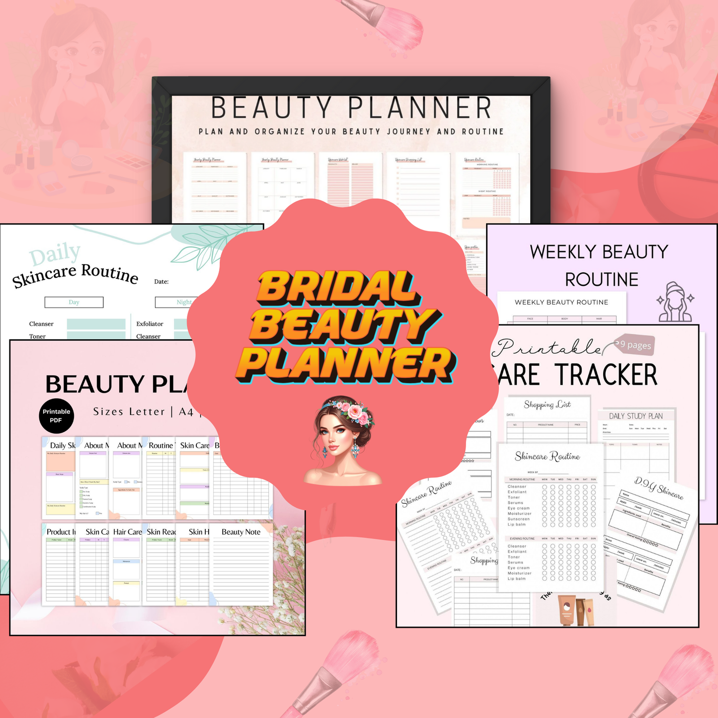 Bridal Beauty Planner – Wedding Day Skincare & Makeup Schedule (Printable PDF)