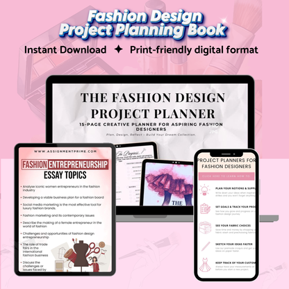Fashion Design Project Book & Digital Planner – From Sketch to Collection