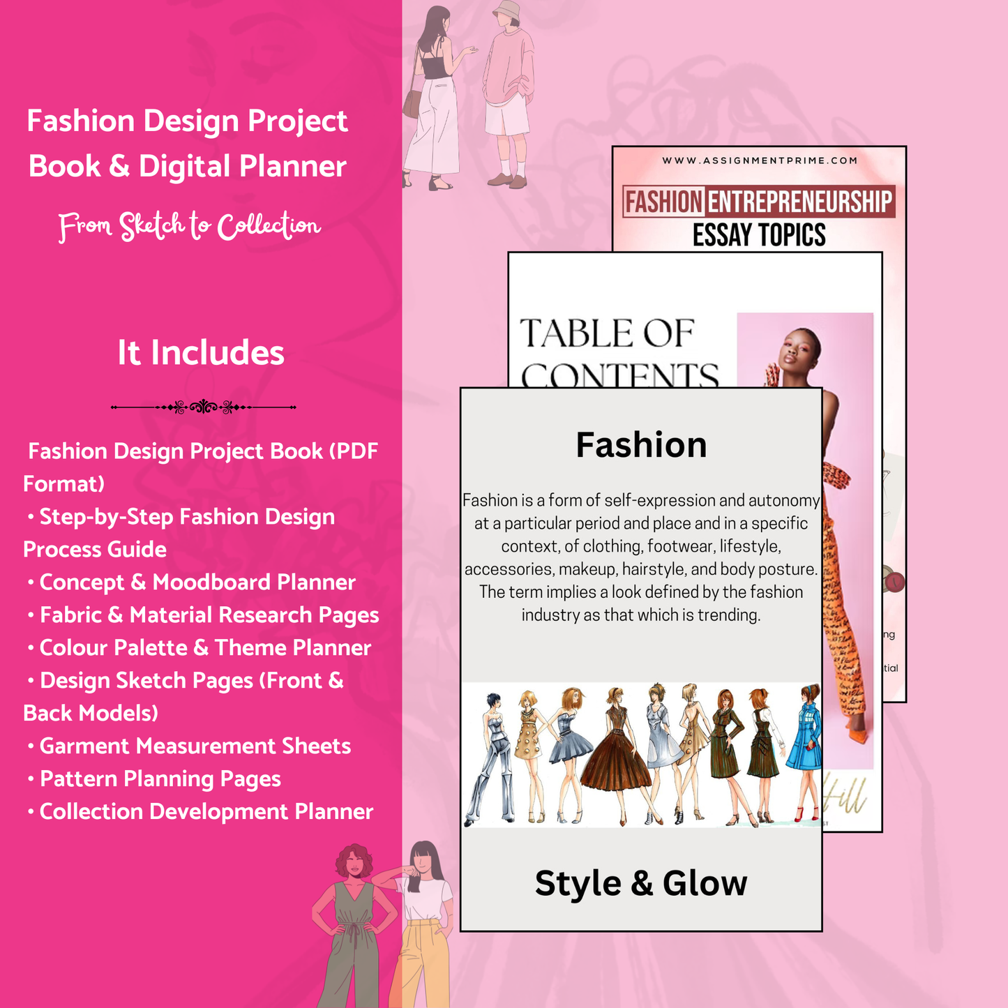 Fashion Design Project Book & Digital Planner – From Sketch to Collection